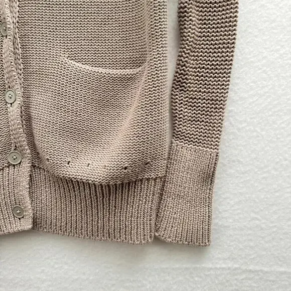 Alexander Wang Women's XS Beige Tan Cotton Heavy Knit Button Cardigan Sweater